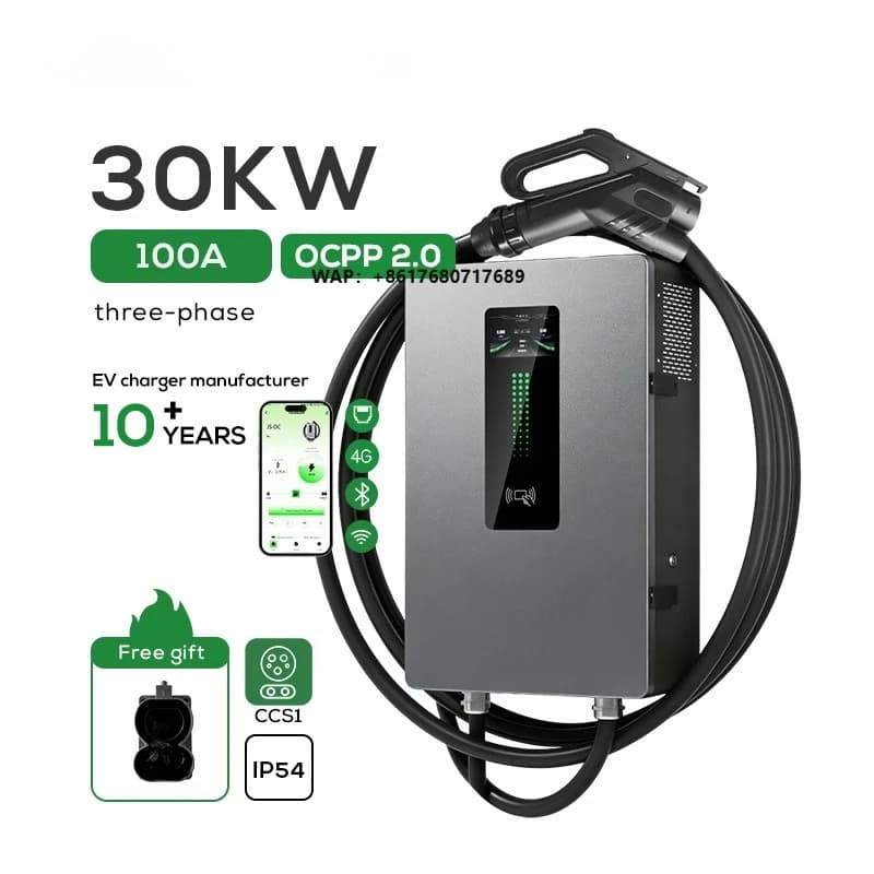 Nuova Colonnina di Ricarica per Auto Elettriche da 30kW, Stazione di Ricarica EV a Parete, CCS1 OCPP 2.0, Caricatore Rapido DC per Veicoli Elettrici
