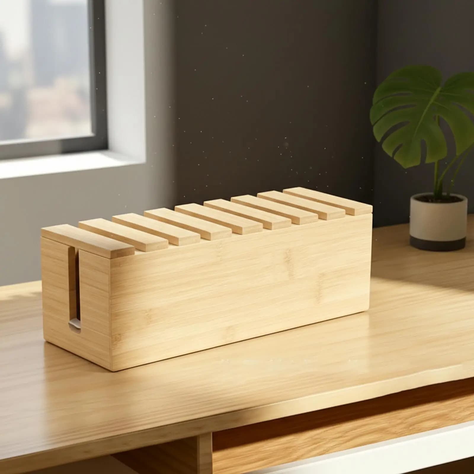 Scatola in Legno per Gestione Cavi, Accessori Moderni e Compatti, Organizzatore per Cavi, Contenitore per Cavi per Scrivania e Casa