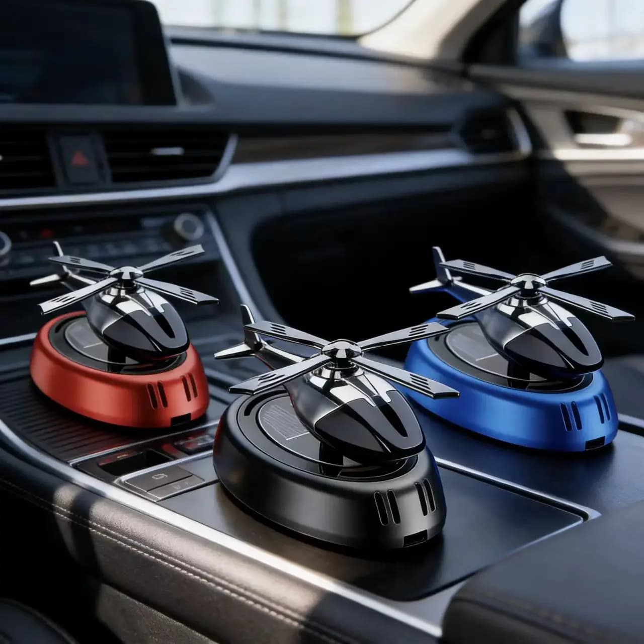 Solar Power Car Accessories: Deodorant for car shaped as a rotating airplane, alloy dashboard ornament, sun and frost resistant