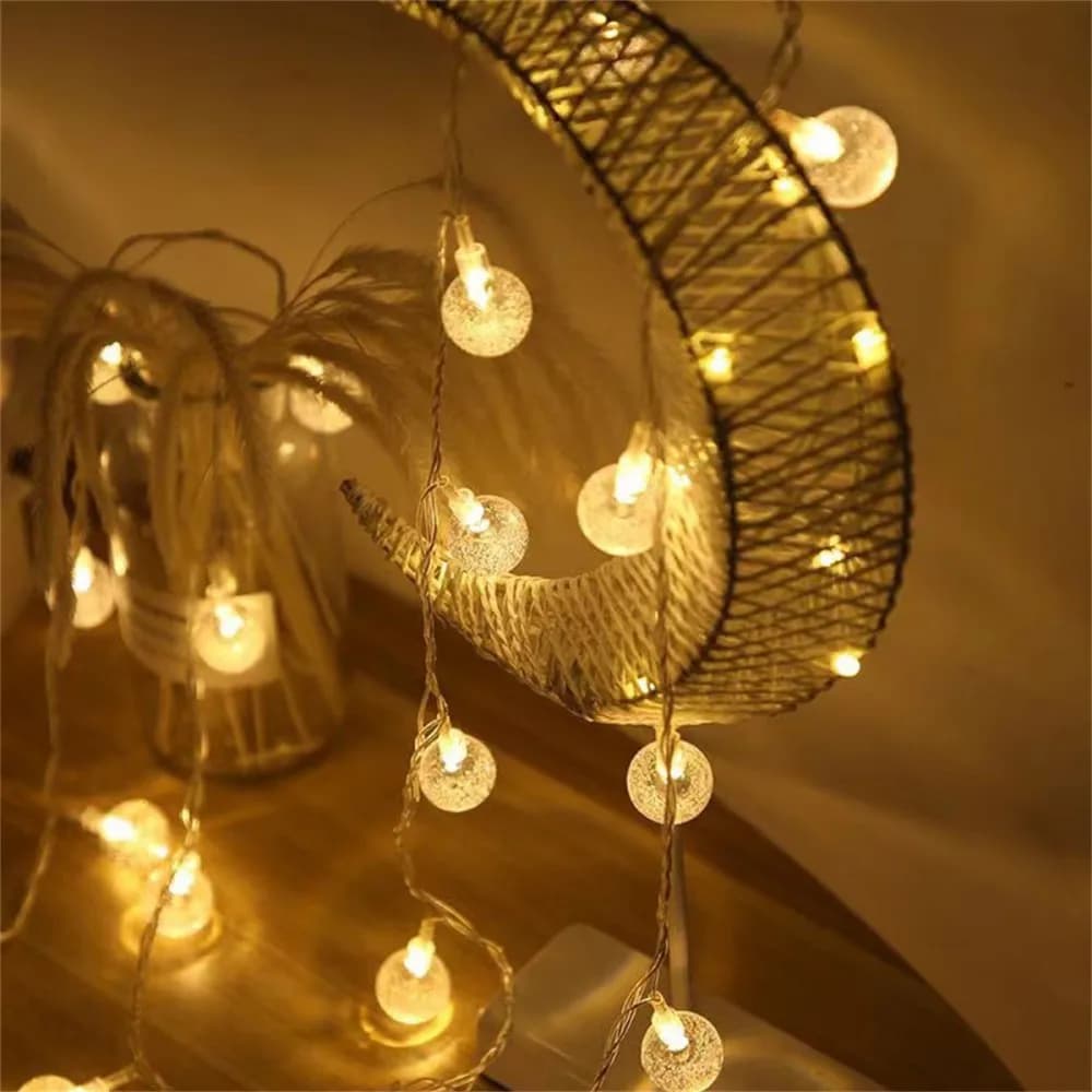 1 pz. 10M 100 LED Luci a Stringa con Globo in Vetro Effetto Craquelé, Luci Fatate a LED Alimentate a Batteria per Camera da Letto, Casa, Feste, Natale, Decorazioni Matrimonio