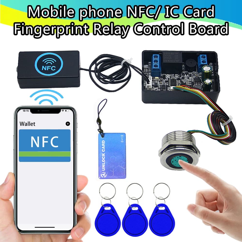 Modulo relè a induzione NFC per telefono cellulare DC10V-120V pannello di controllo accessi per impronte digitali controller scheda IC sblocco porta auto fai da te