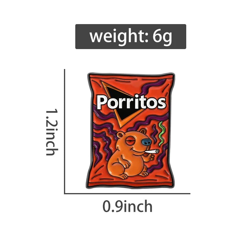 Funny Porritos Snack Enamel Pins Cartoon Groundhog Smoking Colorful Psychedelic Waves Brooches Jewelry Gift Clothes Lapel Badge