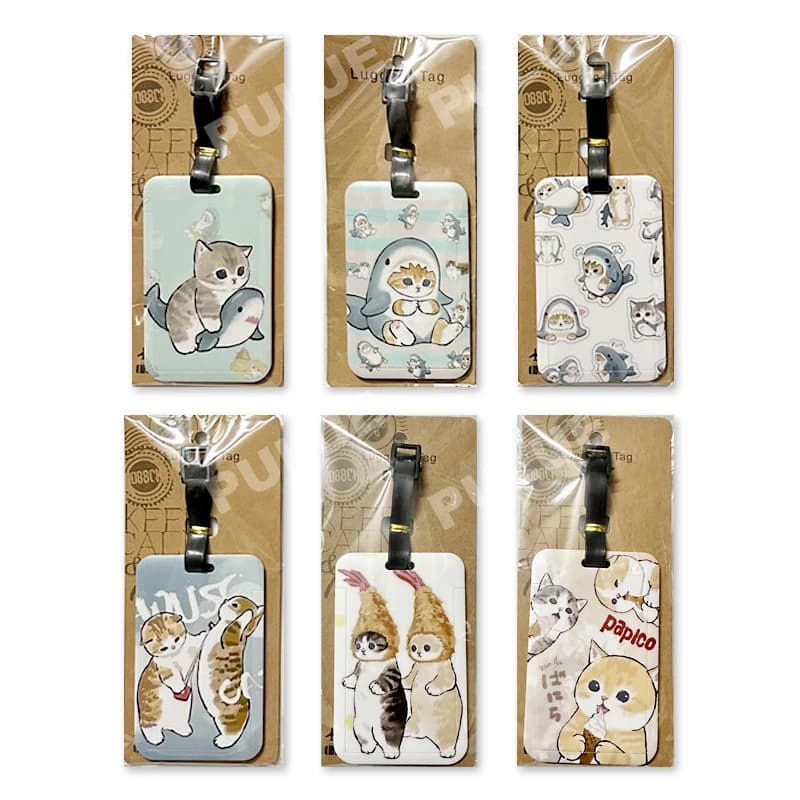 Cartoon Cat Shark etichetta per bagagli accessori da viaggio etichetta per bagaglio d'imbarco copertura per porta carte di credito per autobus etichetta identificativa per valigia Anti-perdita portatile