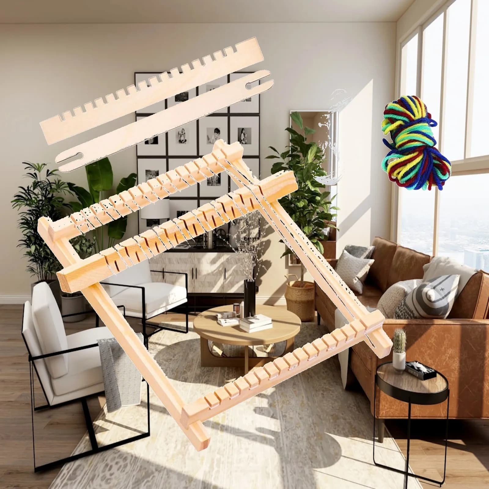 Wooden Weaving Looms Kit DIY Craft Handmade Art Supplies Creative Hand Knitting Tool Tapestry Loom for Hats Blankets Sewing