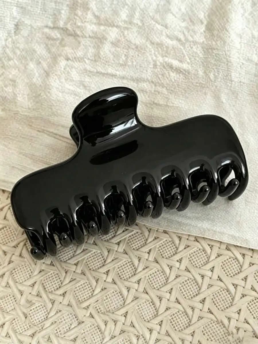 Fermaglio per capelli in plastica nera lucida per donna, accessorio casual da indossare tutti i giorni e per feste