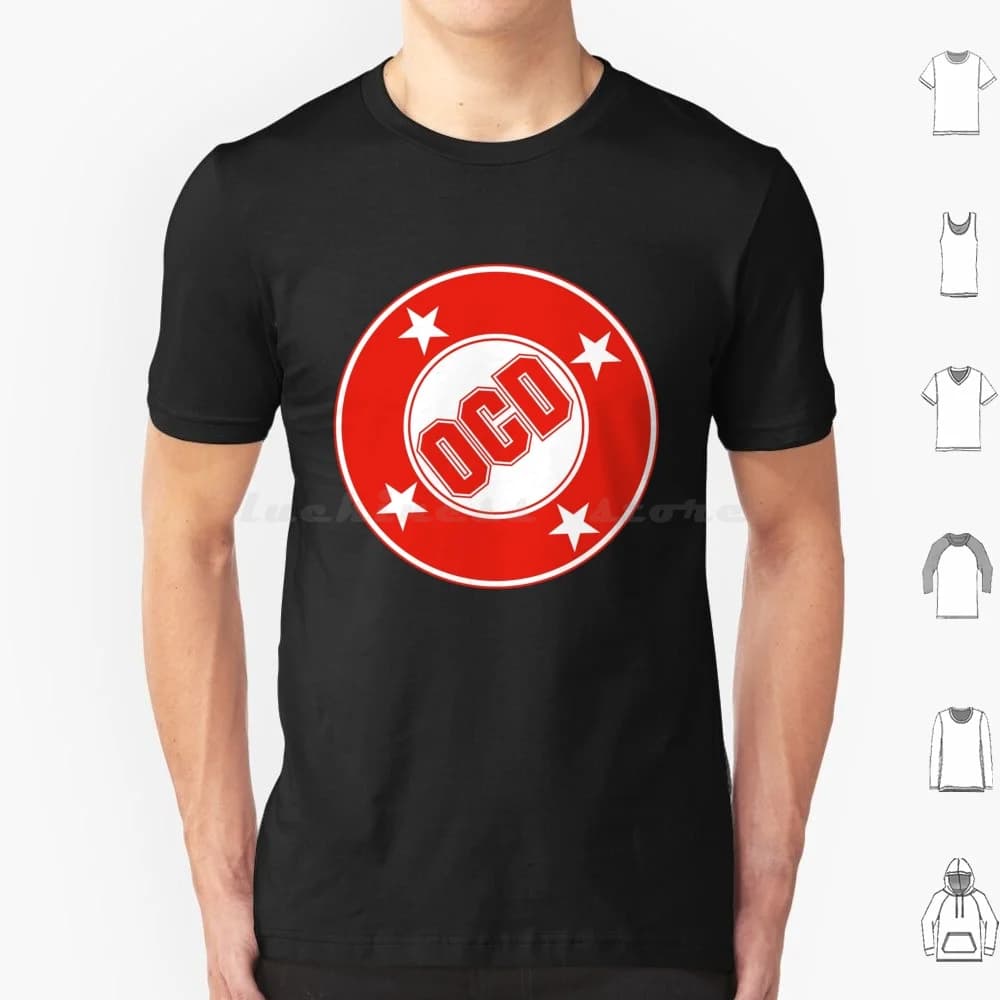Maglietta con logo rosso Ocd 6xl Maglietta cool in cotone Ocd Comics Parodia Cultura pop Cultura popnerd