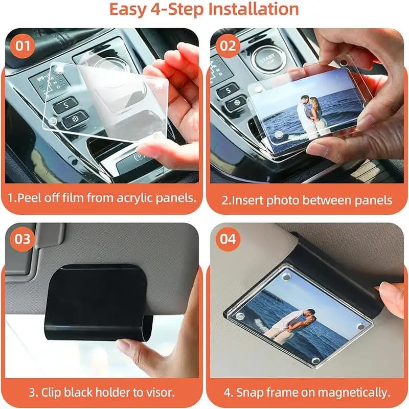 Supporto Magnetico per Cornici e Foto da Auto, Clip per Visiera Parasole, Espositore per Foto di Famiglia, Decorazione Interna Auto