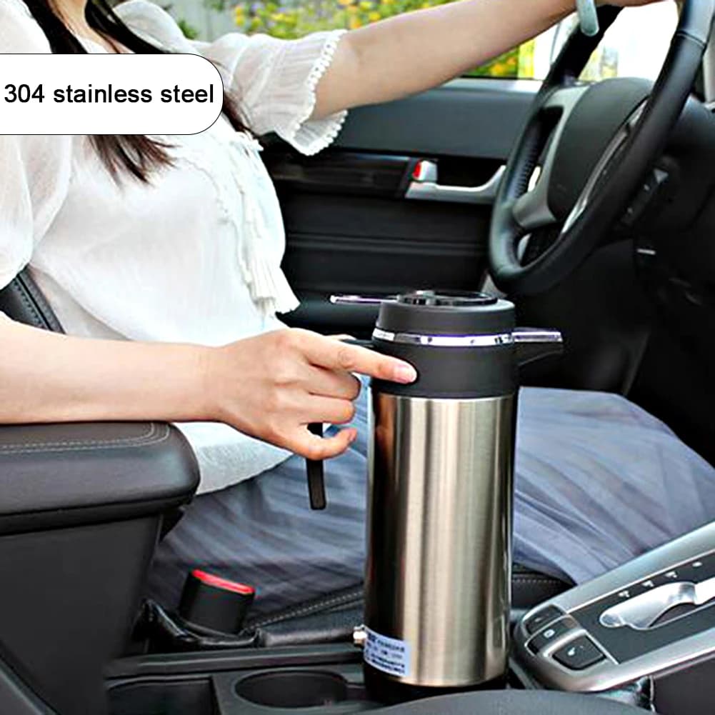 Bollitore Elettrico 12V/24V 1200/750ML in Acciaio Inox, Scaldabottiglie per Auto e Casa