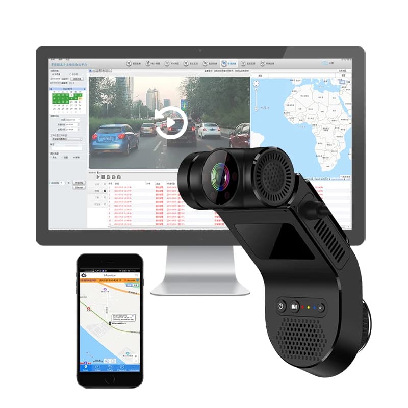JIABOER T5 Telecamera per Auto con Visione Anteriore e Interna, 4G, Gestione Flotte, Dash Cam con WiFi e Tracciamento GPS su Piattaforma CMSV6