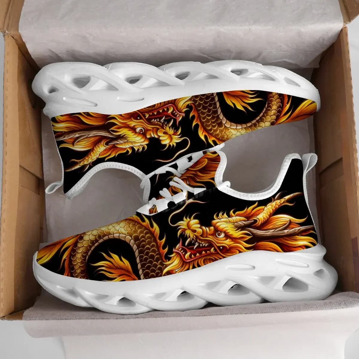 Scarpe da ginnastica con grafica drago da uomo in mesh traspirante scarpe casual da uomo scarpe da coppia con suola spessa leggera unisex scarpe da ginnastica atletiche scarpe da donna