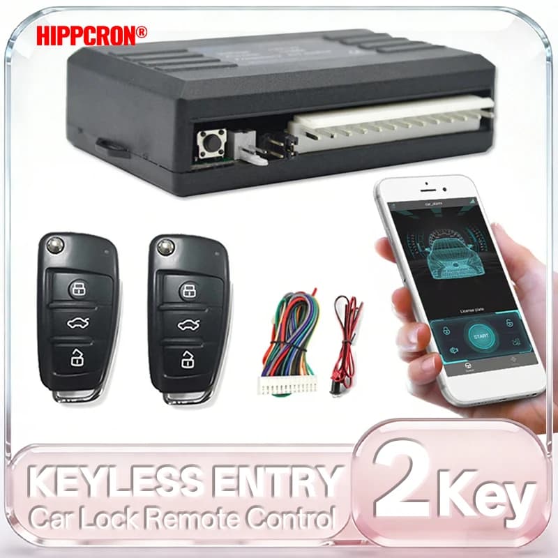 Sistema di Chiusura Centralizzata per Auto HIPPCRON, Controllo APP 12V, Sistema di Accesso Senza Chiave con 2 Telecomandi