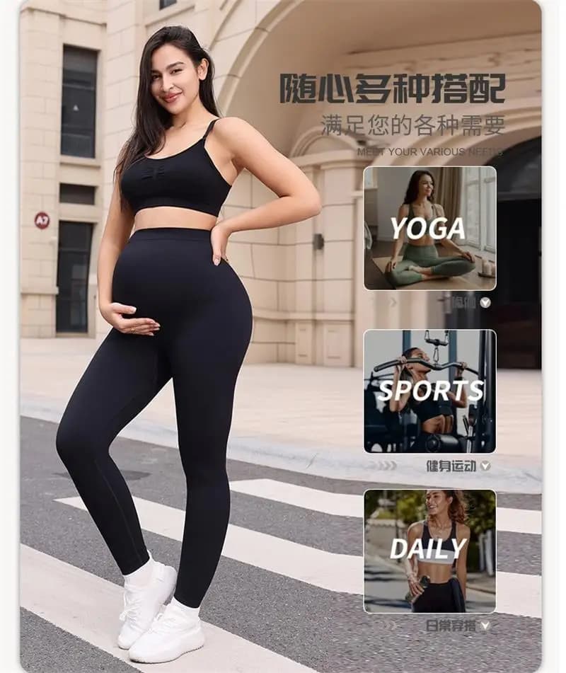 Pantaloni da yoga in tinta unita per donna, leggings sportivi senza cuciture a vita alta per donne in gravidanza
