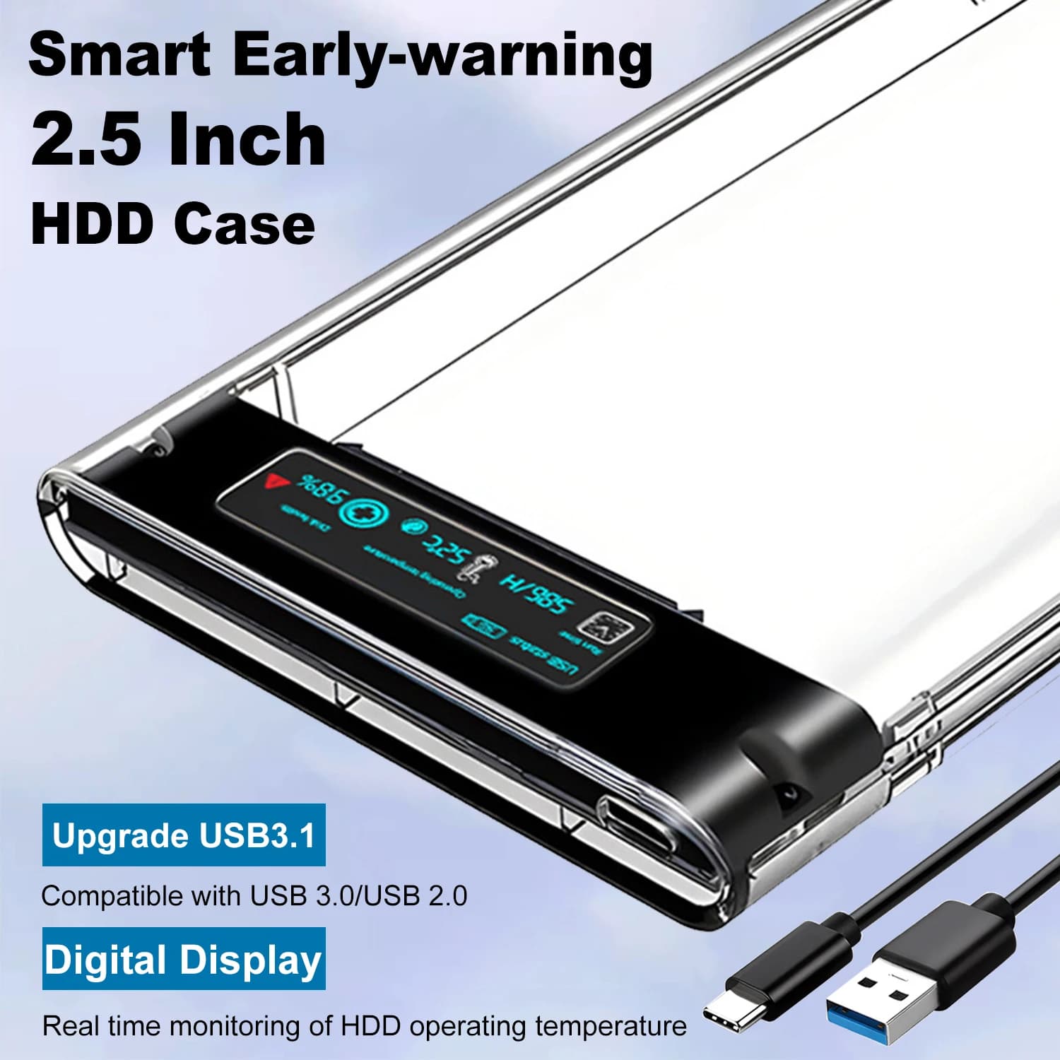 Custodia per disco rigido da 2,5 pollici Custodia per disco rigido SATA a USB 3.1 per disco SSD HDD Box 5Gbps Custodia USB C 3.1 Gen 2 Custodia per HDD esterno HD