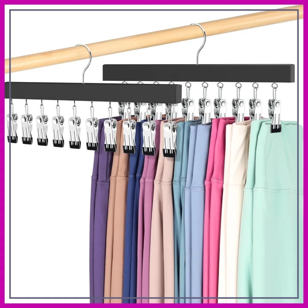 2 Pezzi 360 ° Organizzatore Girevole per Leggings, Contiene 20 Paia, Appendiabiti Salvaspazio per Armadio