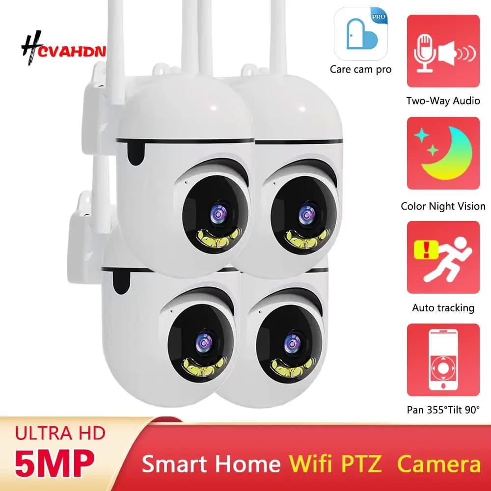 Telecamera PTZ Mini Wireless 5MP WiFi per Interni, Videosorveglianza con Visione Notturna a Colori, Tracciamento Automatico per Sicurezza Domestica e Monitoraggio Bambini