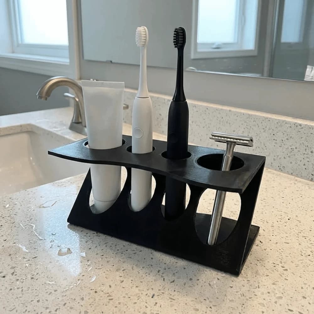 3D Printed Electric Toothbrush holder, Stable Multifunction Razor Door, Creative Bath Organizer with 4 Holes