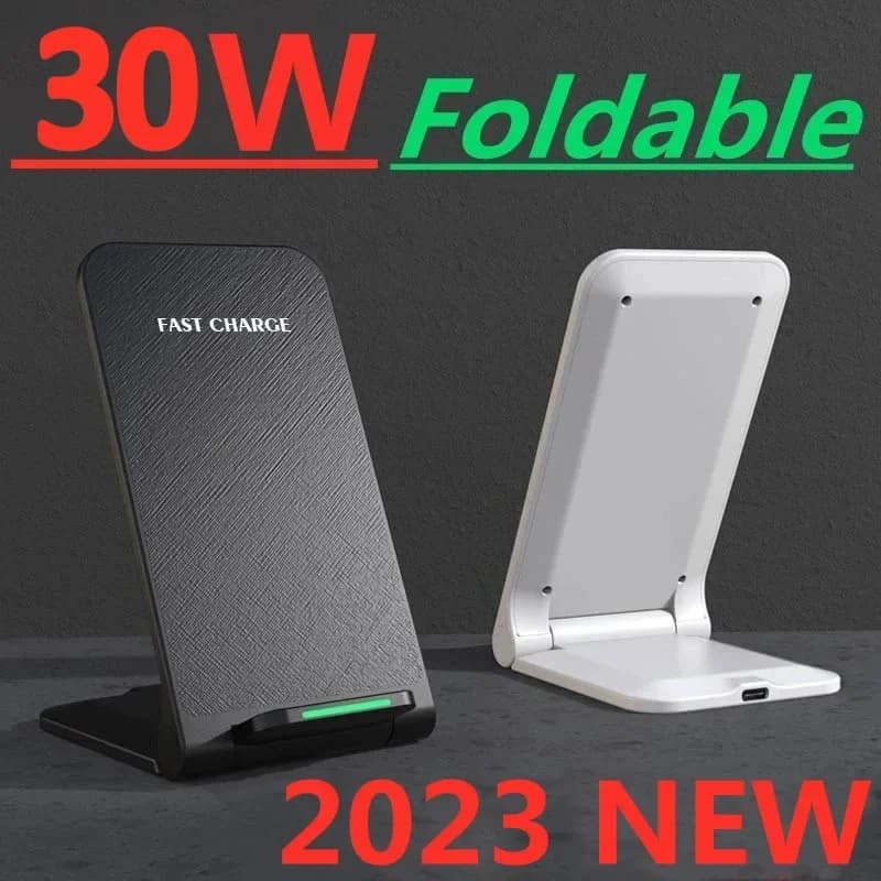 Supporto per caricabatterie wireless pieghevole da 30 W per iPhone 14 13 12 11 Pro Max X Samsung S21 S20 Supporto per telefono con stazione dock di ricarica rapida