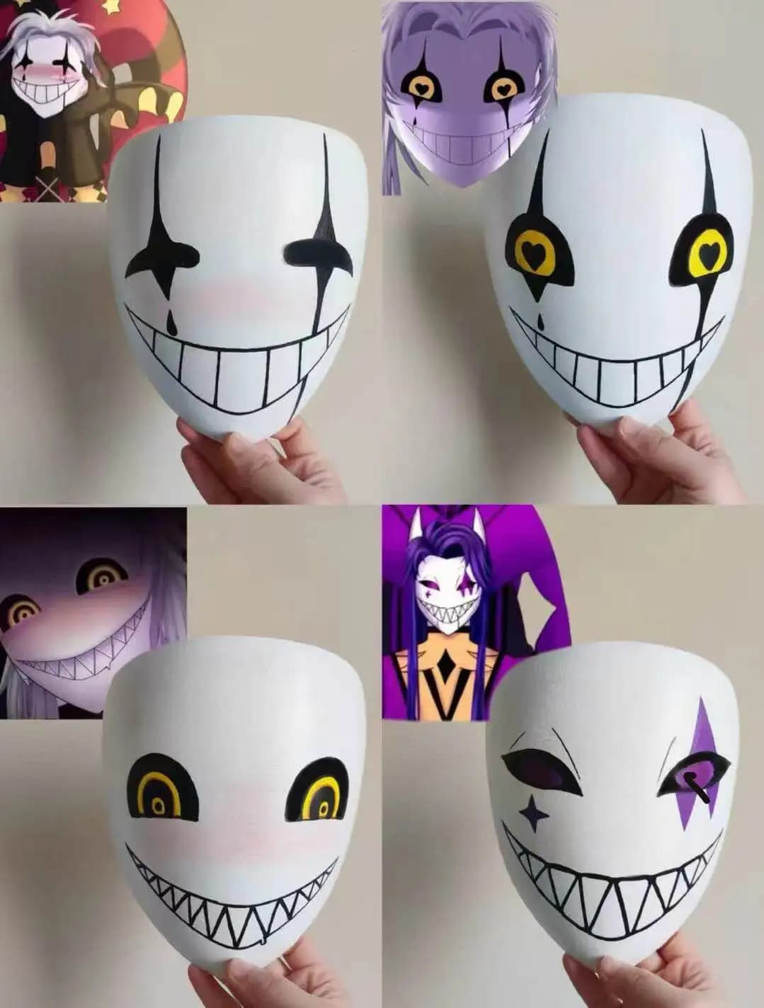 Maschera in PVC Anime The Freak Circus Pierrot Jester Harlequin Ticketaker Doctor, Accessorio per Studenti, Maschera per Halloween e Natale