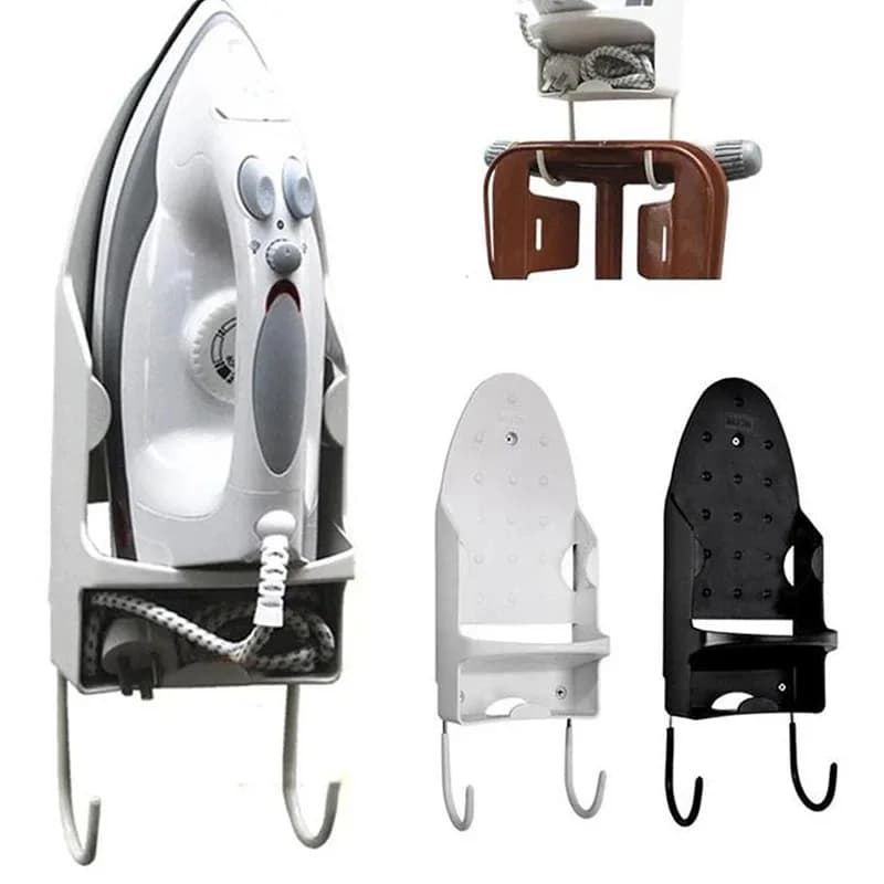 Black/White Wall Mount Iron Holder Portable Ironing Board Hanger for Hotel & Household Home Storage Supplies Iron Storage Rack