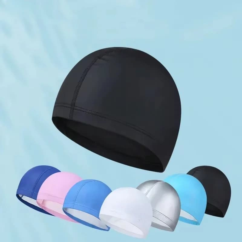 Adult swimming head waterproof PU unisex Solid color swimming pool diving head long hair protection for the ears swim head woman swimming hat