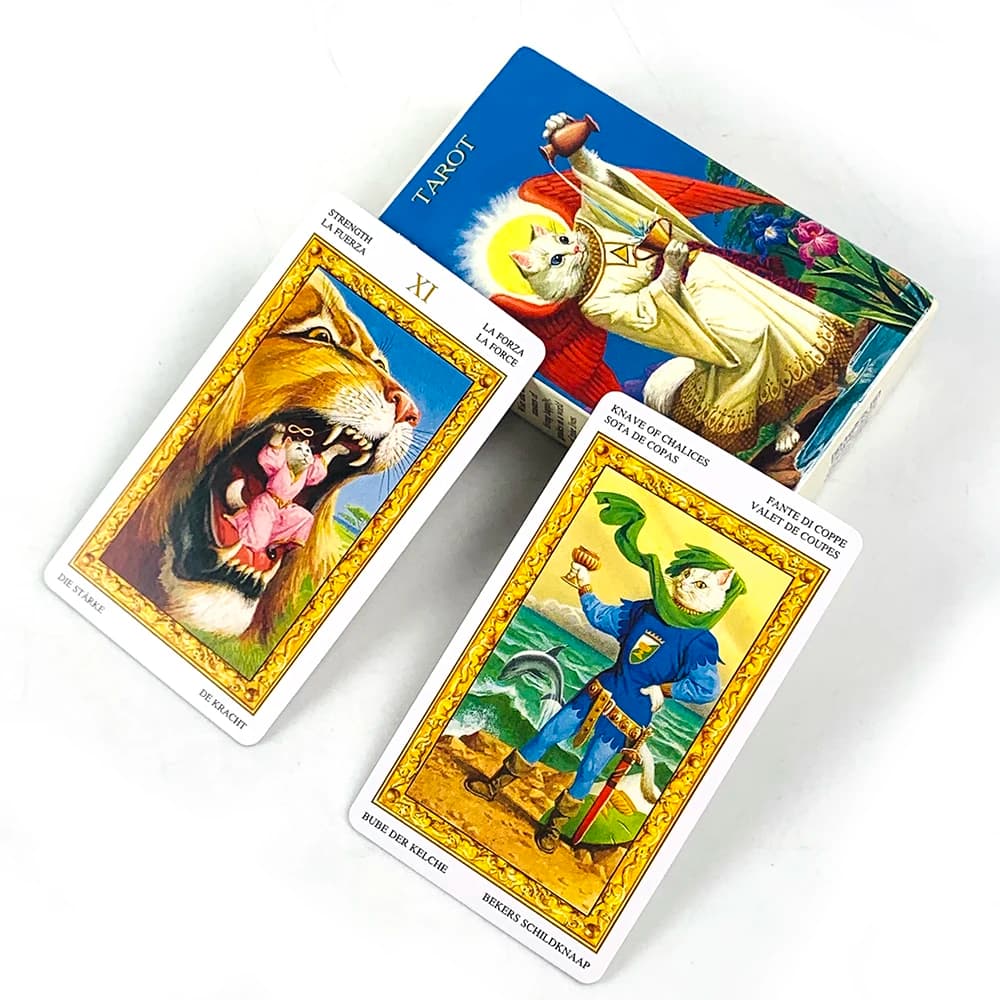 Carte dei Tarocchi: un mazzo di tarocchi a tema gatto da 78 carte, perfetto per la divinazione, come regalo e per collezionisti.