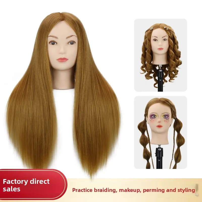 Testa di Manichino con Capelli Umani al 85% per Pratica di Lisciatura, Arricciatura, Intrecciatura, Taglio, Acconciatura e Trucco