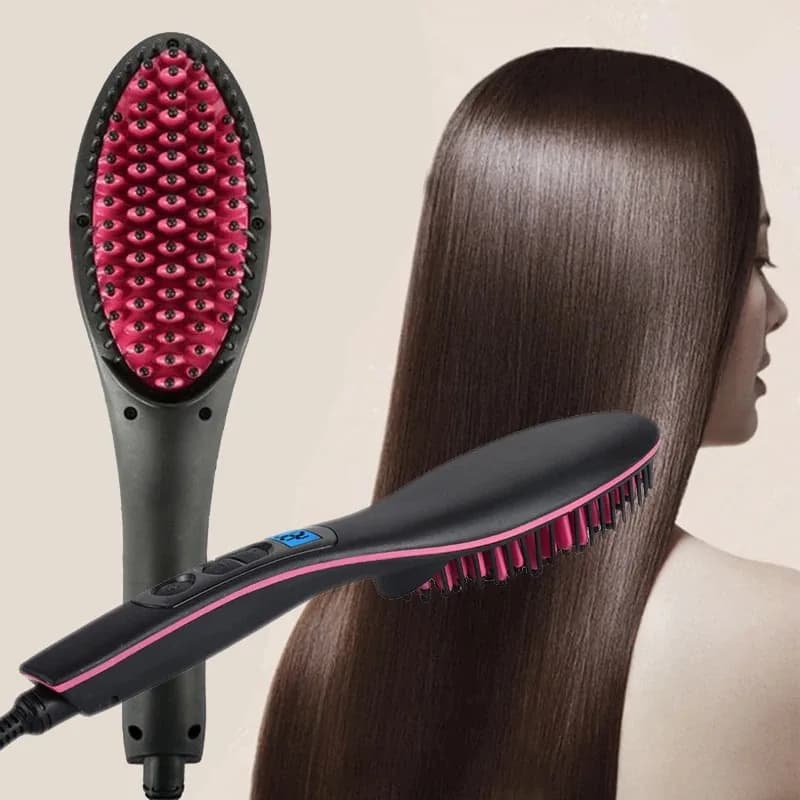 Piastra per capelli elettrica professionale spazzola portatile portatile con Display a cristalli liquidi piastra per capelli pettine sano