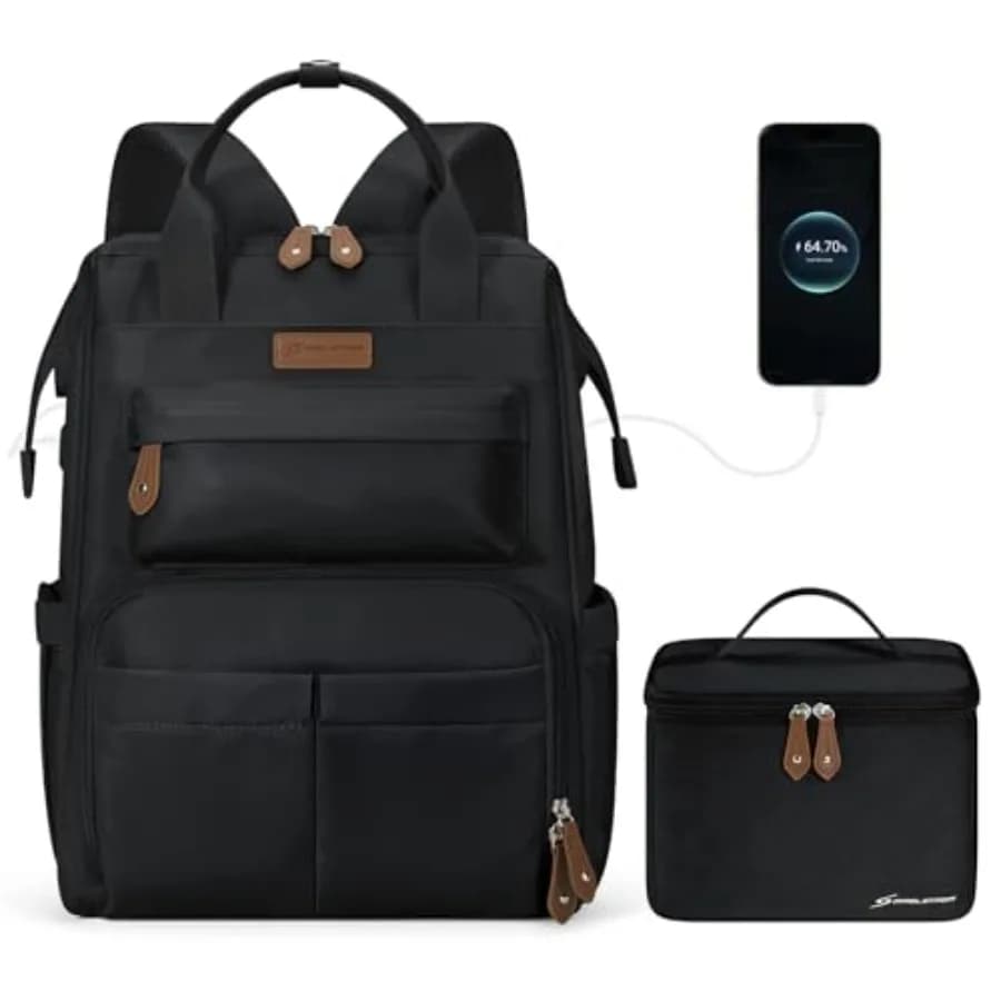 Travel Backpack for Women Men, Laptop Backpack Fits 15.6-17.3 Inch Laptop, Nurse/Work Bag with Insulated Lunch Box