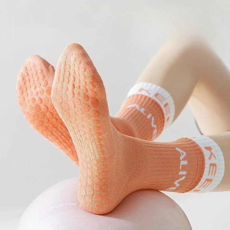 Calzini da yoga antiscivolo da donna con impugnatura in silicone Calzini da allenamento con imbottitura media per esercizi indoor da palestra Pilates Calzini da yoga
