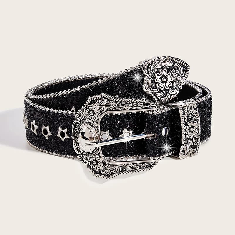 1pc alloy Girl Fashion PU Leather Belts Western Cowboy Personality Gothic Rhinestone Belts Y2K Retro Jeans Skirt Decor Waistband