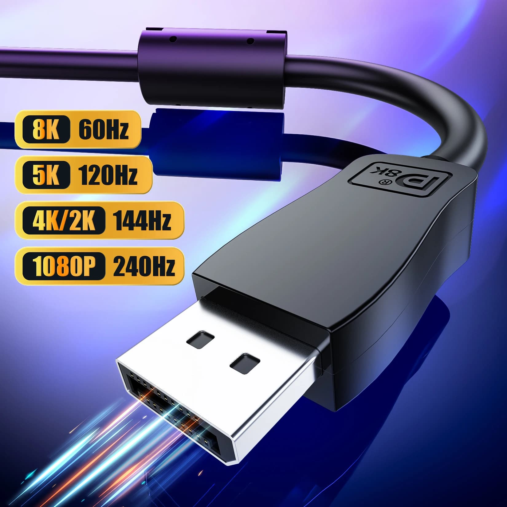 DisplayPort 1.4 Cable 144Hz Genuine 8K DisplayPort Cable BN39-02617A 240Hz DisplayPort Cable for Gaming Monitor PC Video Card