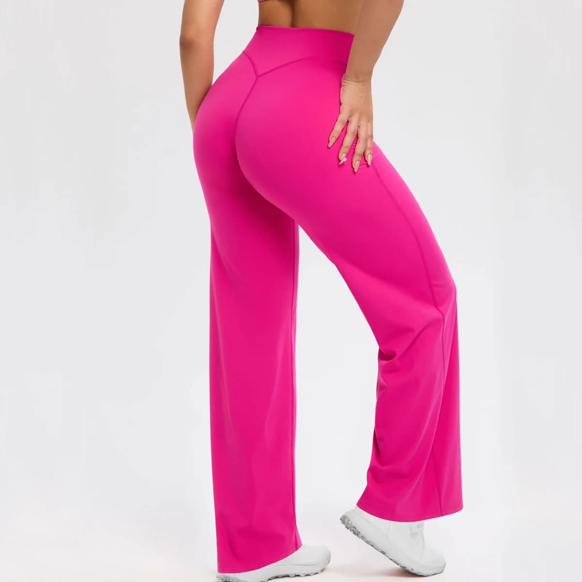 Straight Leg Bottoms Women's V Shape Hip Yoga Pants Stretchy Butt Lift Gym Leggings Naked Feel Running Sports Pilates Trousers