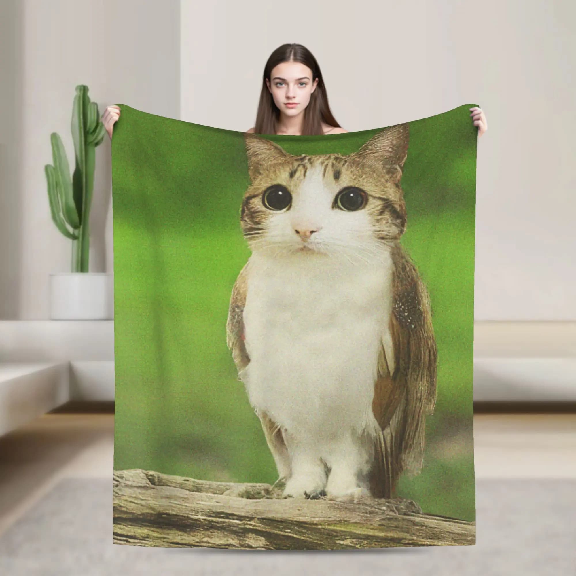 Gatto Gufo Divertente Cursed Internet Trendy Meme Coperte Biancheria da letto in flanella Per divano Sedia Divano letto Copriletto caldo Idea regalo