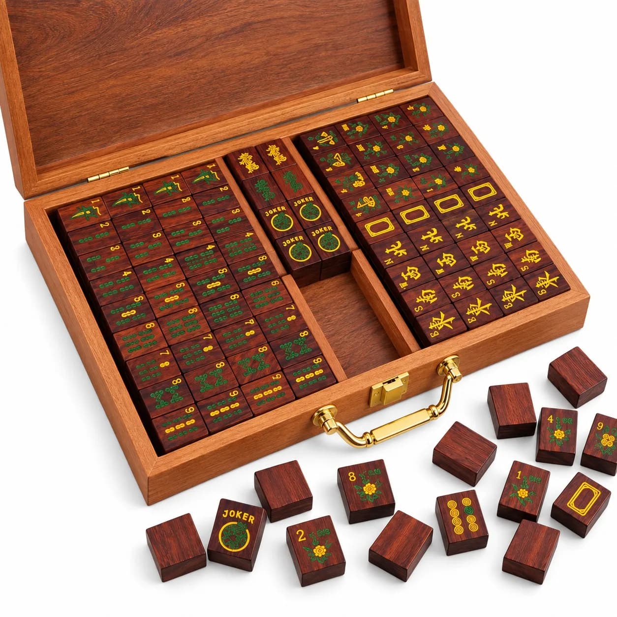 Solid Wood American Mahjong Set 166 Tiles 30x23x12.8mm Natural Wood Grain Mahjong Tiles Great for Game Night & Wholesale Gifts