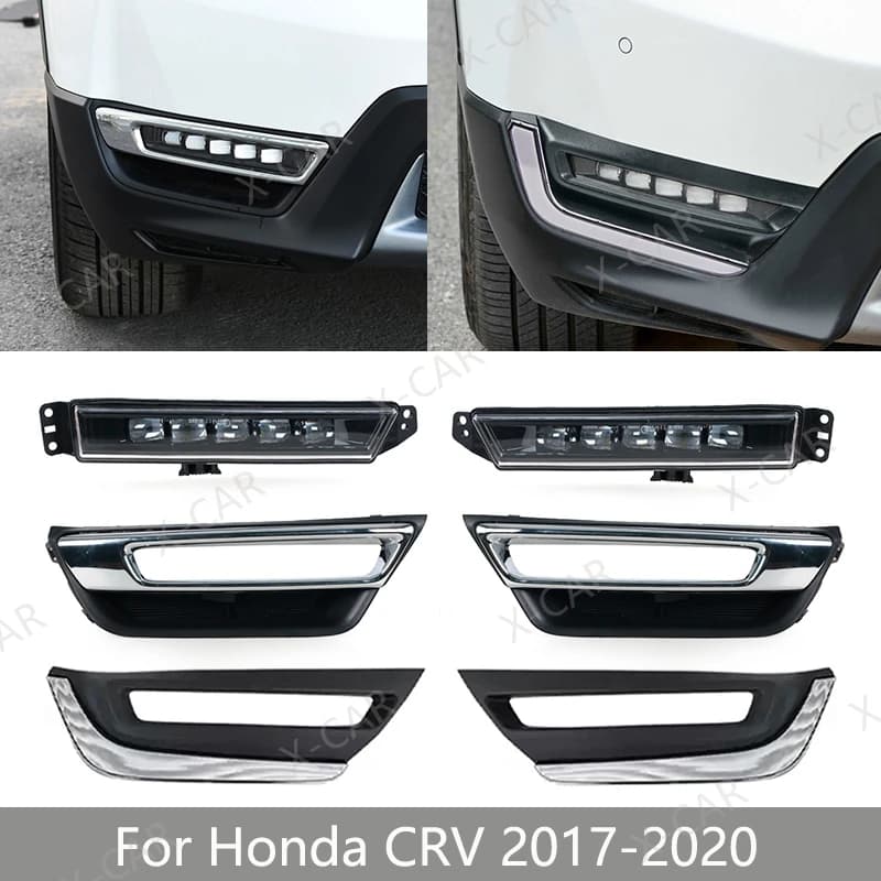 Per Honda CRV CR-V 2017 2018 2019 2020 Paraurti anteriore LED Luce diurna Fendinebbia Trim Copertura Telaio Hood