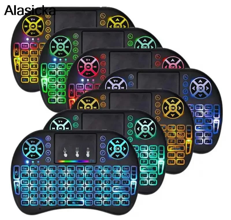 I8 Mini Touch Tastiera di ricarica 2.4G Wireless Mini Scoiattolo volante Tastiera Retroilluminazione a tre colori Luce di marcia per cavalli Multi-Lang