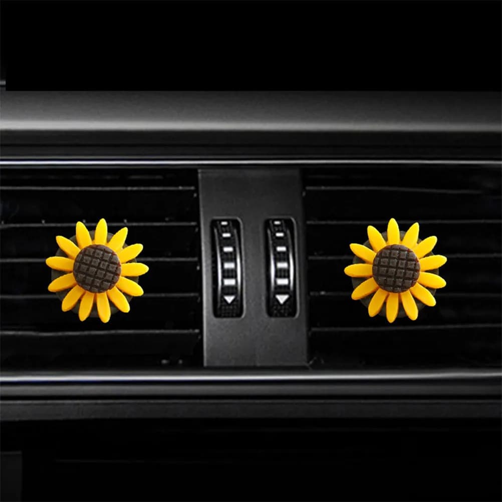 2Pcs Sunflower Car Aromatherapy Clip Air Freshener Diffuser for Auto Vent Odor Fragrance Dispenser Home Office