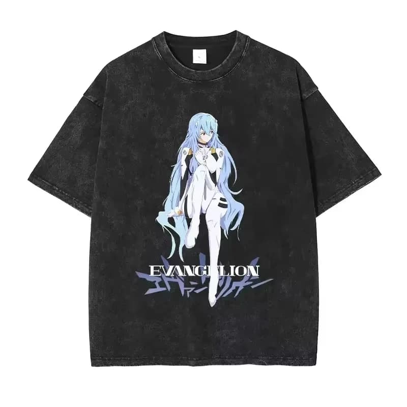 T-shirt Vintage Anime Neon Genesis Evangelion EVA Lavata, 100% Cotone, Unisex, Stile Harajuku Streetwear Casual, Estate 2026
