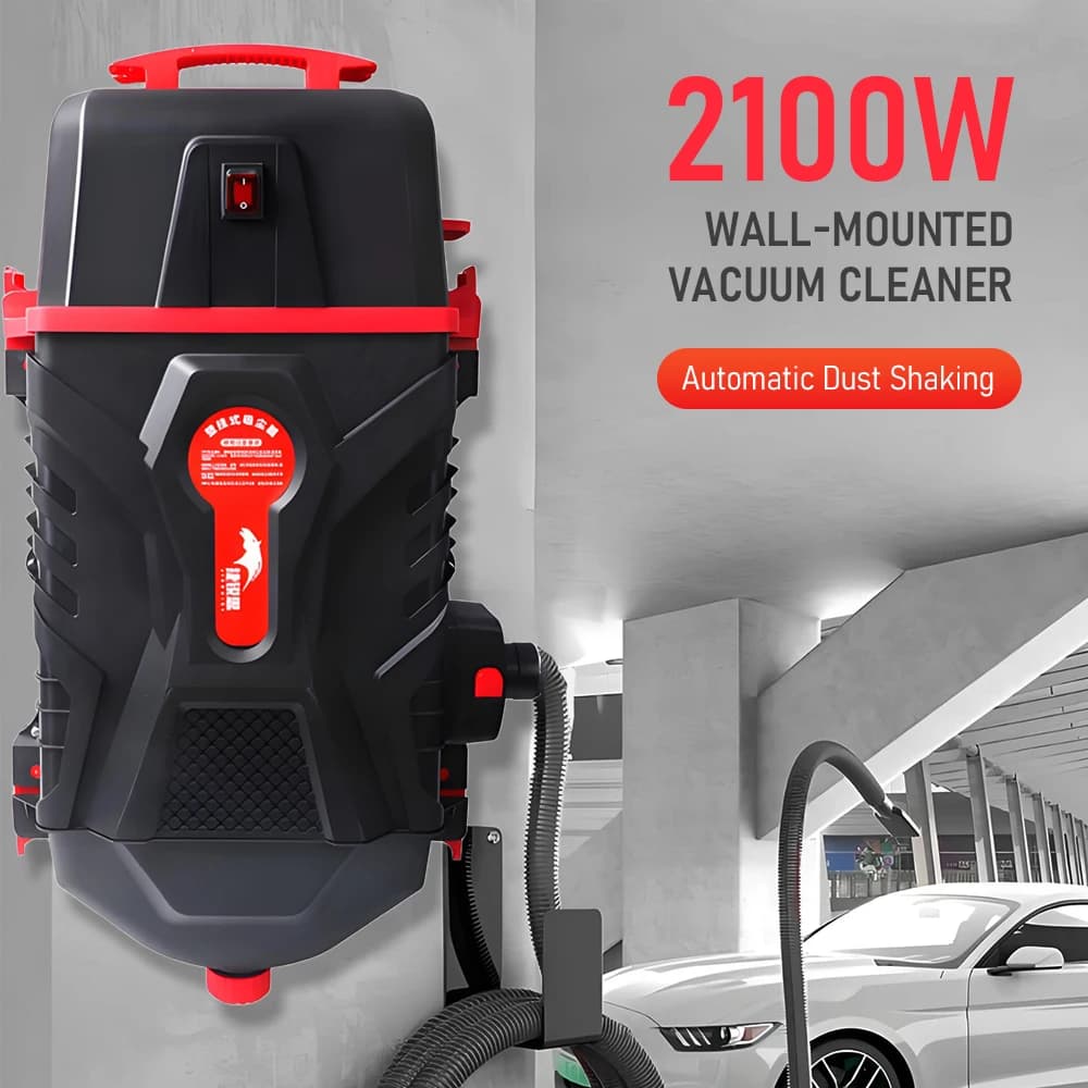 Aspirapolvere da Parete ad Alta Potenza 2100W con Funzione di Scuotimento Automatico della Polvere per Garage e Officina