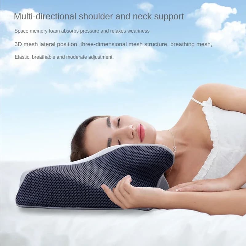 Cuscino cervicale in memory foam Anti-dolore cervicale Cuscino per dormire Biancheria da letto Cuscino ergonomico per il sonno con suono limitatore di pressione