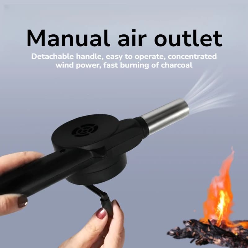 Blower to Manovella, Hair Dryer Manual for Open Barbecue, Mini Tool, Camping Accessories and Fire Switching, Fan Souffleur