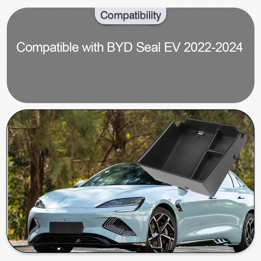 Per BYD Seal EV 2022 2023 2024 Console centrale Bracciolo Scatola di immagazzinaggio con tappetino Accessori interni Scatola di immagazzinaggio per auto Vassoio organizzatore