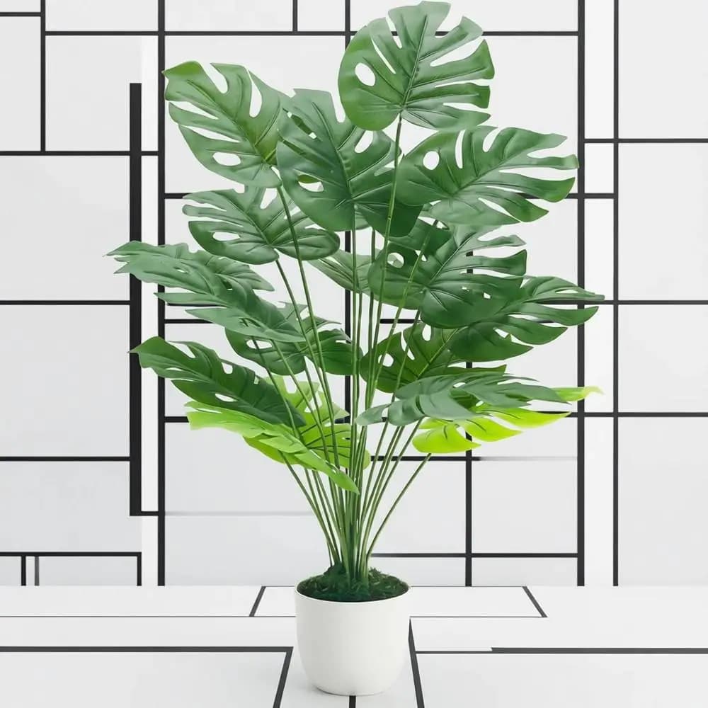 28 Inch Large Artificial Monstera Potted Plant for Indoor Living Room Decor