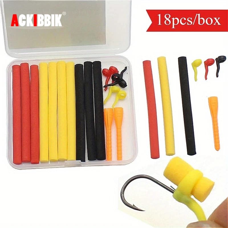 18 pcs/box Accessories For Carpa Fishing Kit Pop Up Zig Rig Foam for Carpa Hair Rig Feeder Fishing Equipment