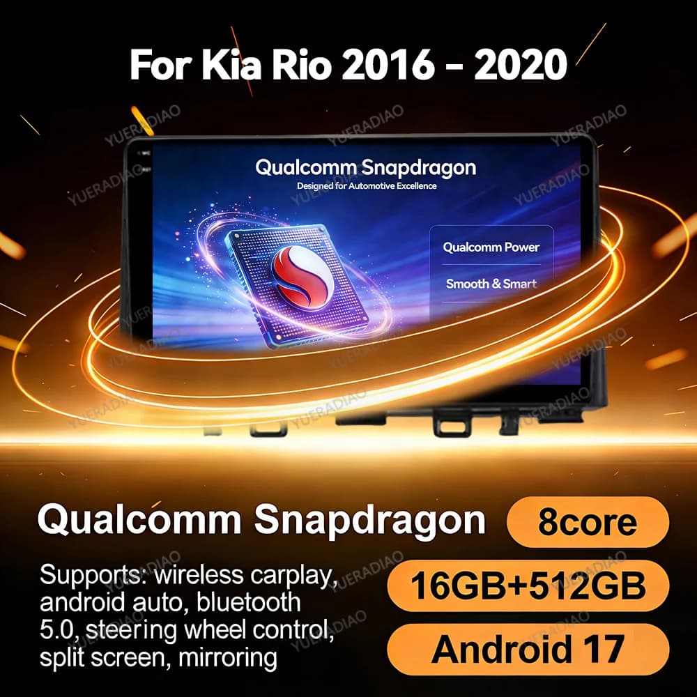 Android 17 Car Radio For Kia Rio 2016 2017 2018 2019 2020 2021 2022 GPS NAVI 2DIN 4G WIFI BT Multimedia Video Player Qualcomm