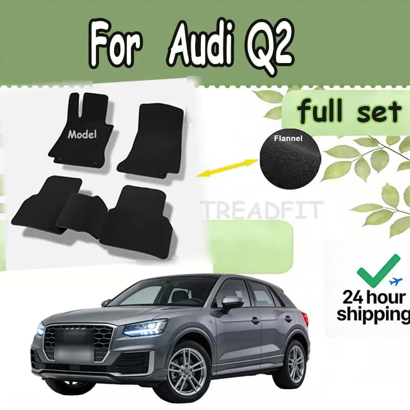 Tappetini in velluto "Car Floor Mat For Audi Q2 2016-presente" in poliestere scamosciato antiscivolo neri