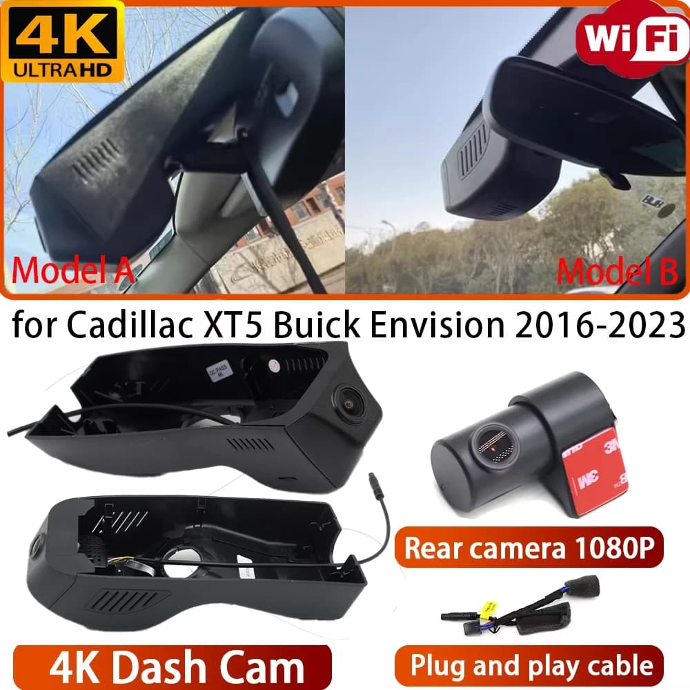 for Cadillac XT5 Buick Envision 2016-2023 Video Recorder 4K DVR Dash Cam Wifi Camera 170° Angle Loop Recording Plug & Play