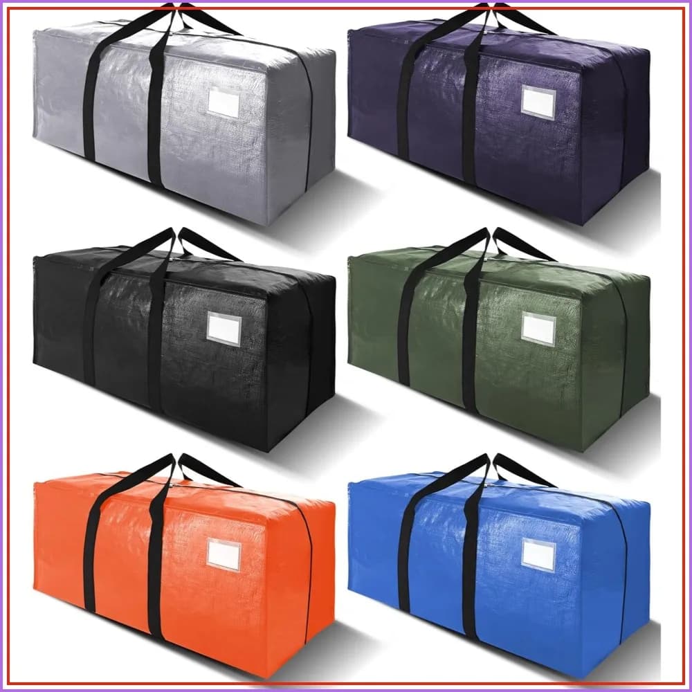 Heavy Duty Extra Large Moving Bags with Backpack Straps, 6-Pack, 86L, 65lbs Capacity, Strong Handles & Zippers, Fold Flat