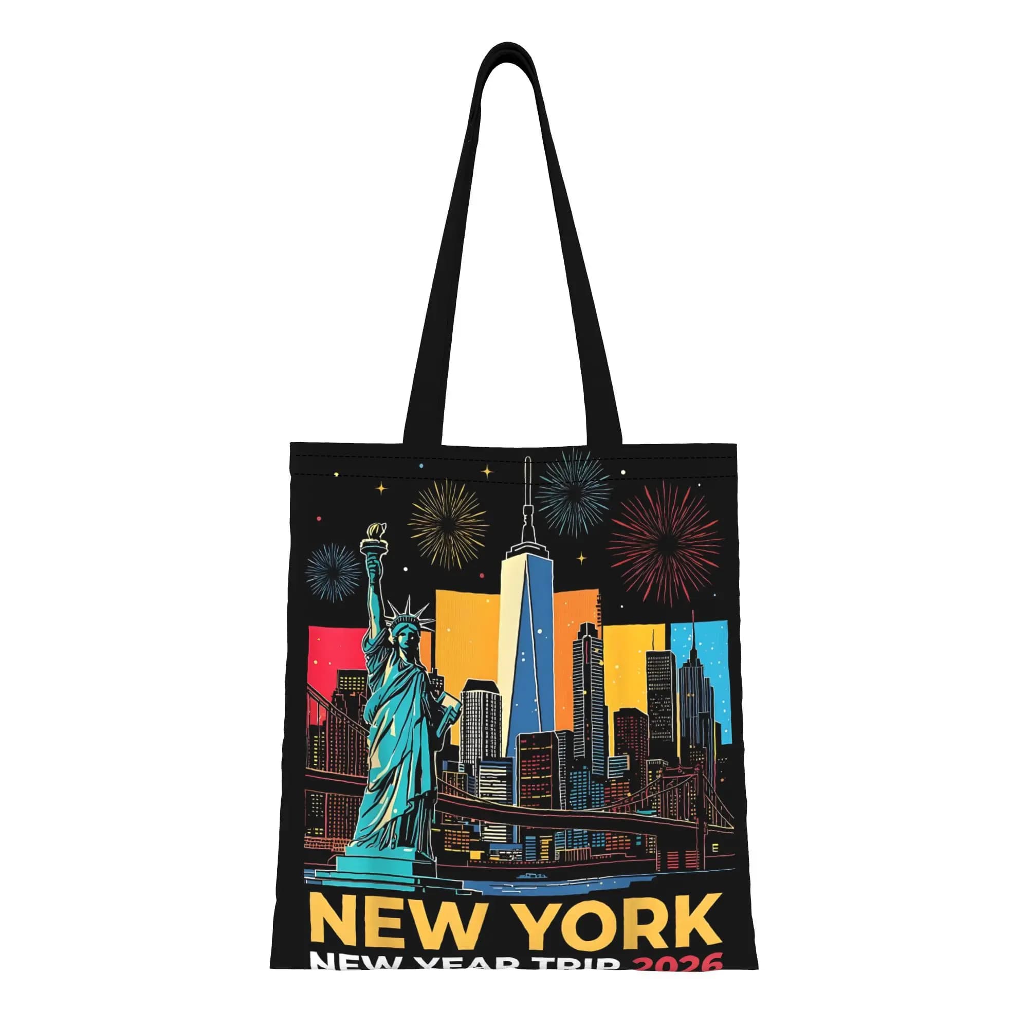 Borsa tote in tela New Year Canvas Tote Bag New York, perfetta per lo shopping, per la spesa, borsa a tracolla
