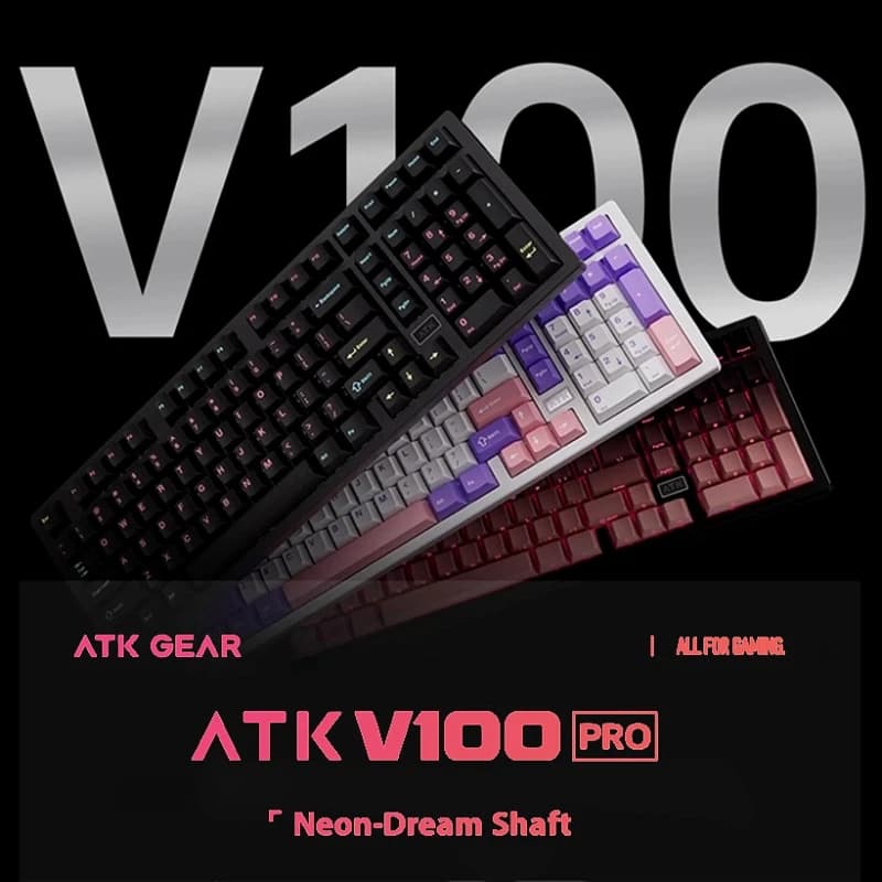 ATK V100 Tastiera meccanica tri-modale in lega semi-alluminio Struttura della guarnizione hot swap Tastiera da gioco personalizzata per giochi/ufficio